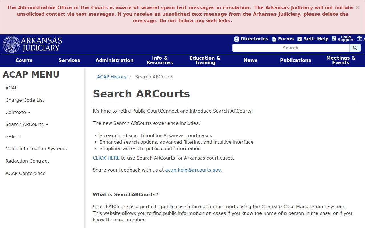 Prairie County criminal court case Search ARCourts information page