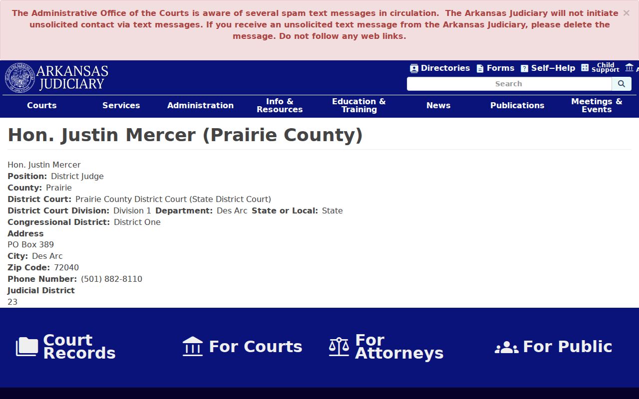 Des Arc criminal records District Court judge directory