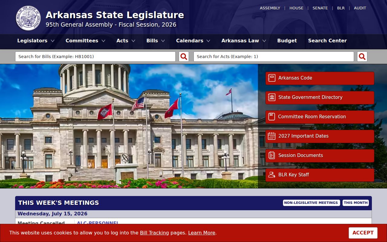 Arkansas Legislature official code portal